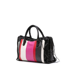 Small Lambskin Motocross Striped Classic City Satchel