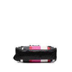 Small Lambskin Motocross Striped Classic City Satchel