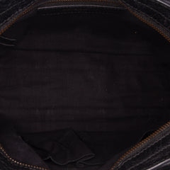 Small Lambskin Motocross Striped Classic City Satchel