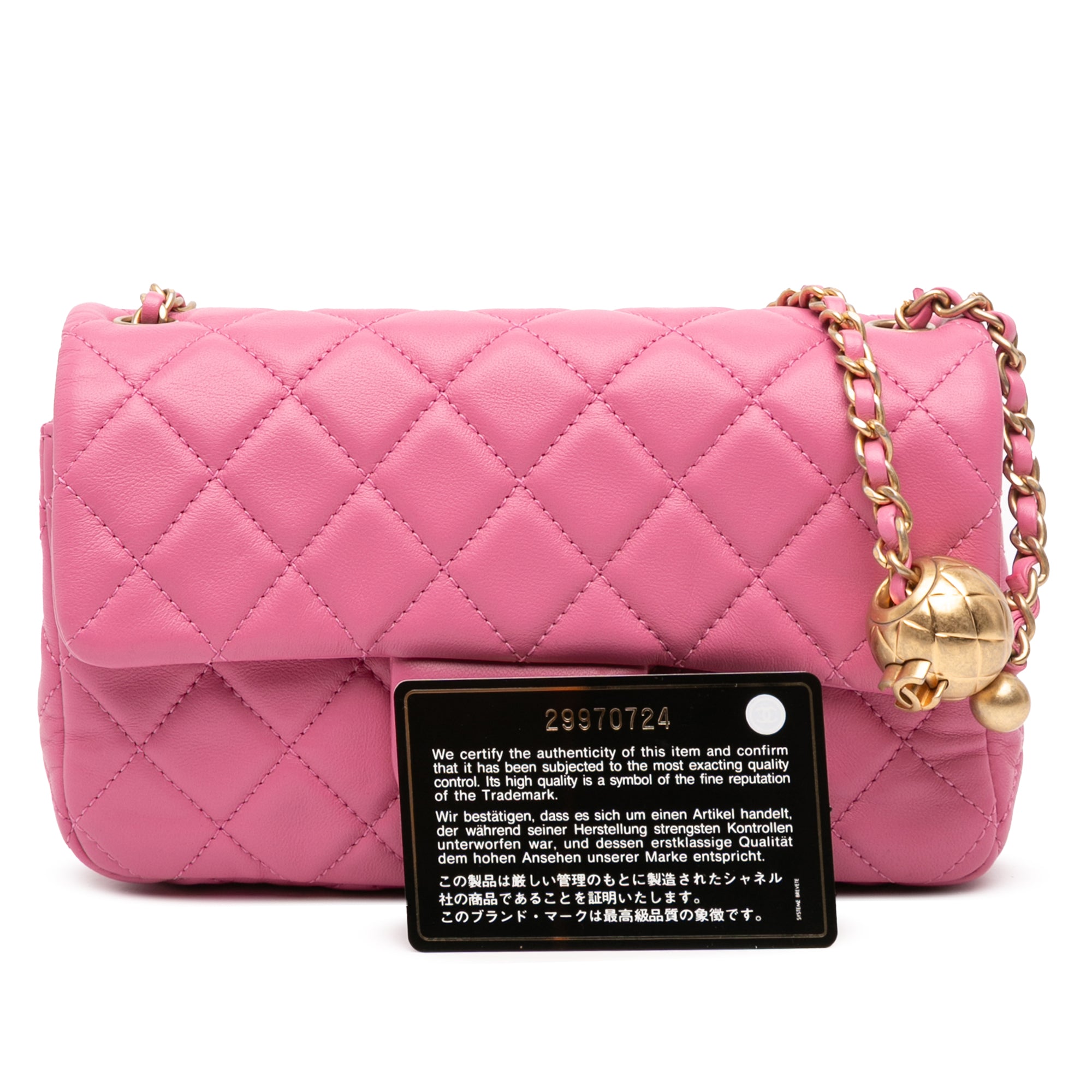 Mini Rectangular Classic Lambskin Pearl Crush Single Flap