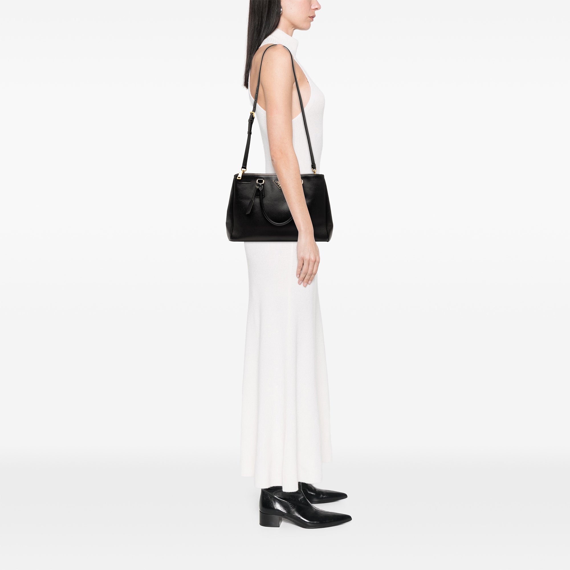 Medium Saffiano Lux Galleria Double Zip Satchel