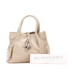 House Check Trimmed Leather Horn Toggle Tote