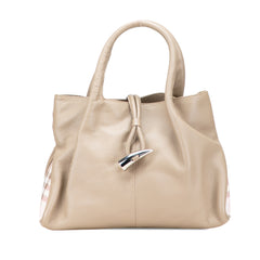 House Check Trimmed Leather Horn Toggle Tote