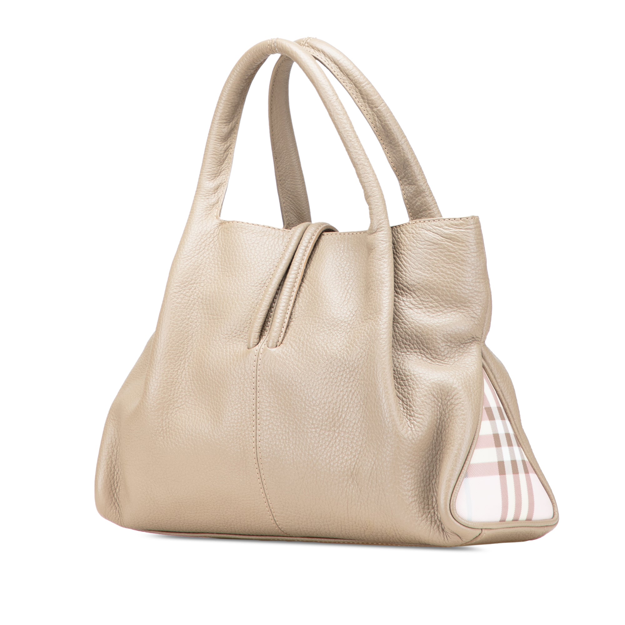 House Check Trimmed Leather Horn Toggle Tote