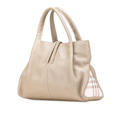 House Check Trimmed Leather Horn Toggle Tote