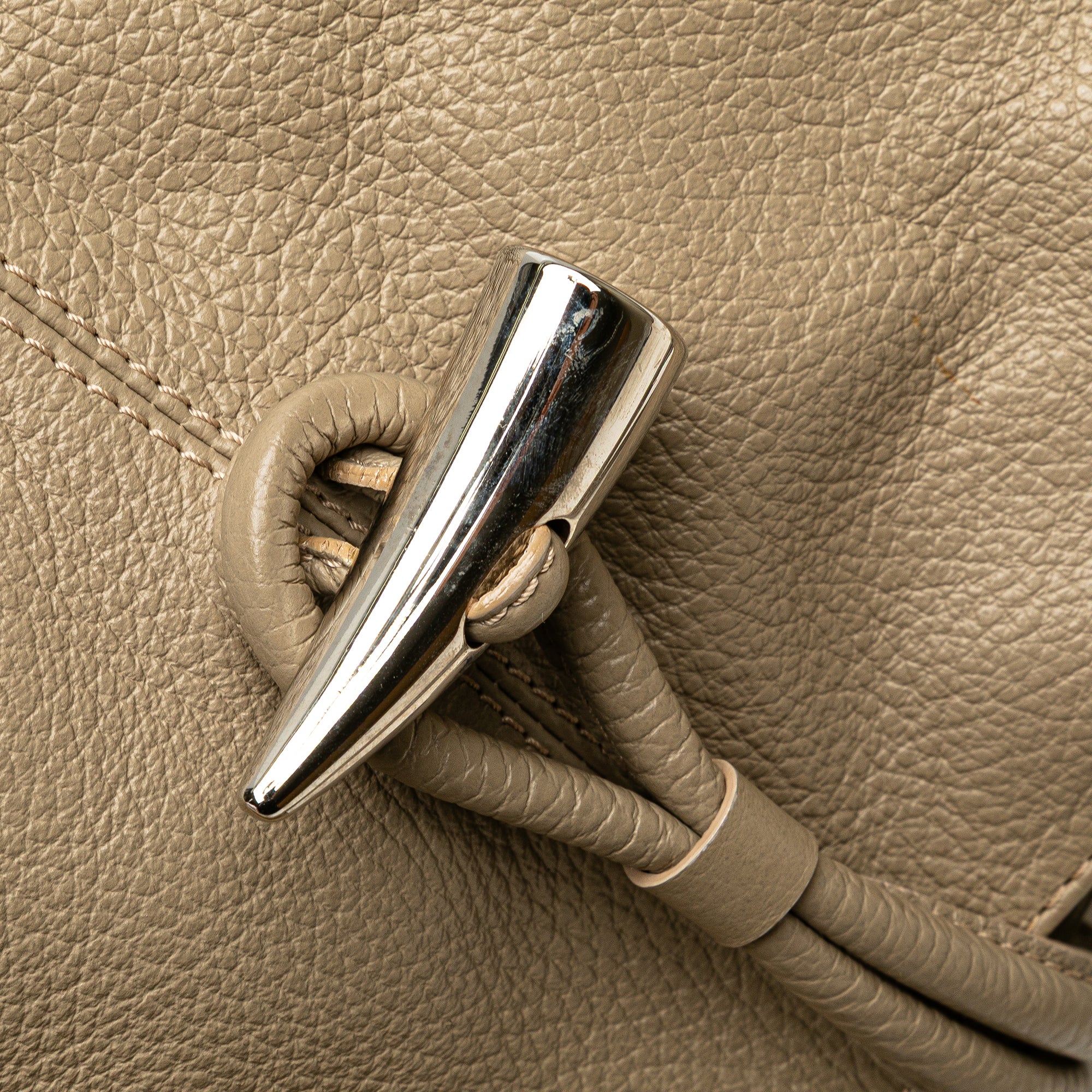 House Check Trimmed Leather Horn Toggle Tote
