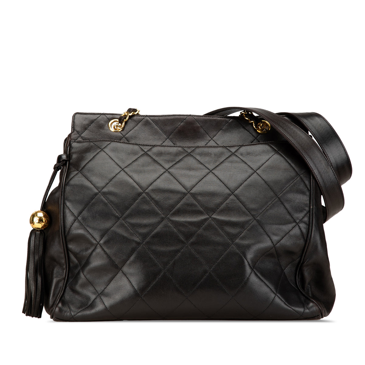 Quilted Lambskin Tassel Chain Tote