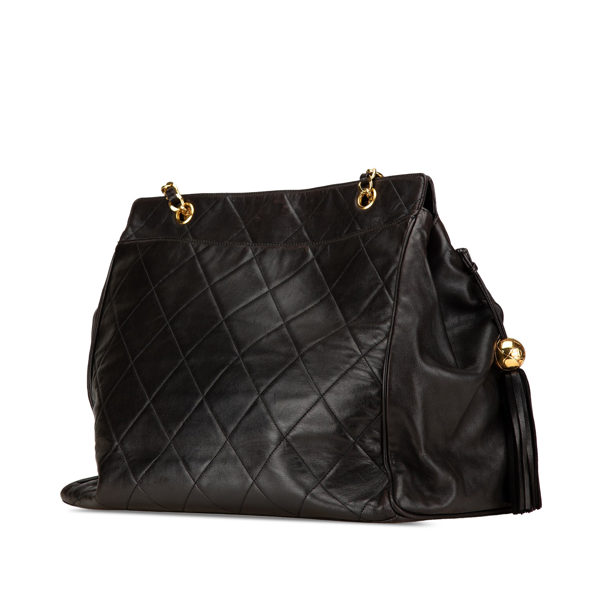 Quilted Lambskin Tassel Chain Tote