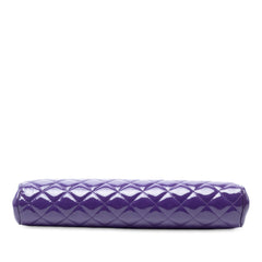 CC Quilted Patent Kiss Lock Clutch