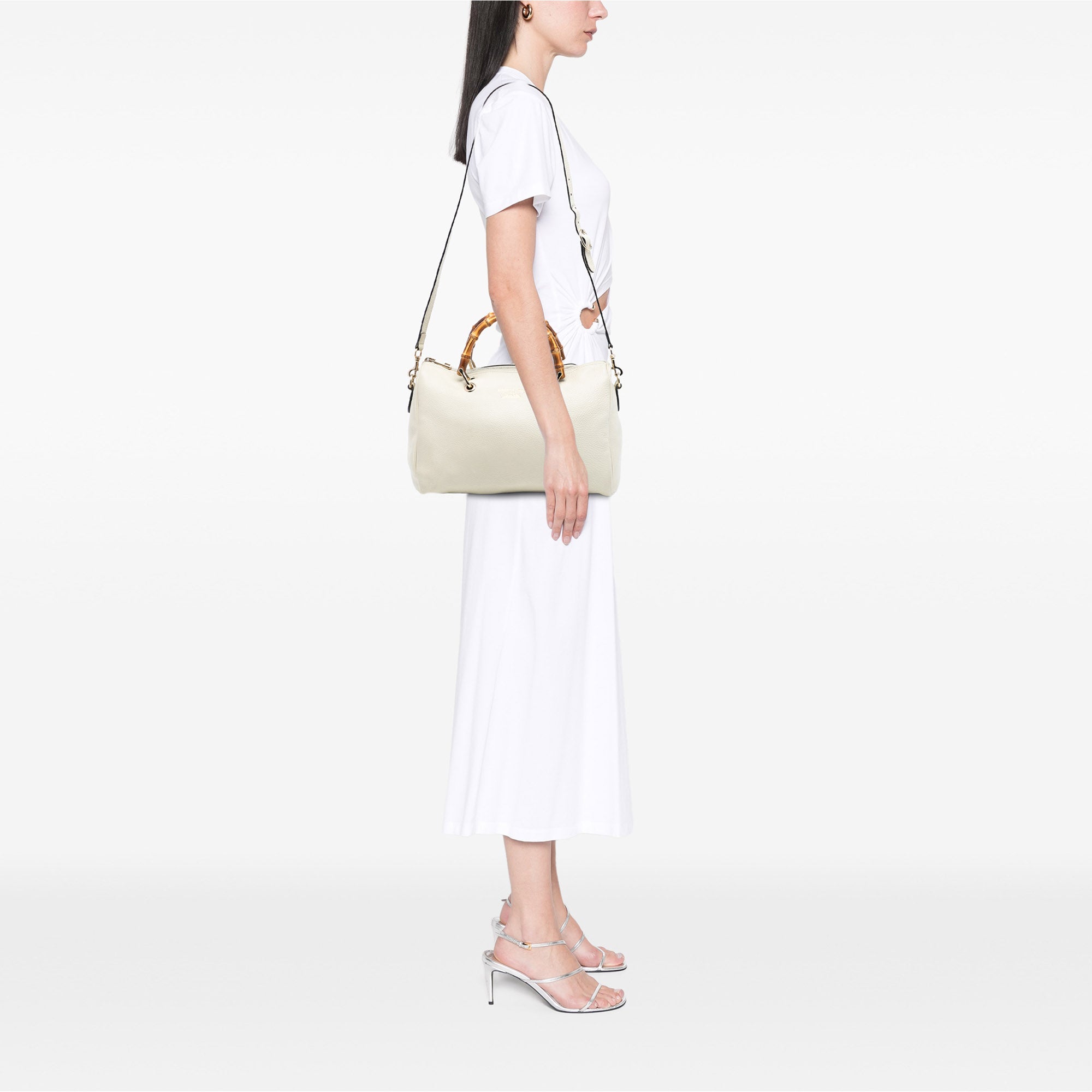 Medium Calfskin Bamboo Shopper Boston Bag