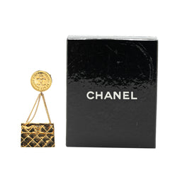 Gold Plated CC Quilted Flap Bag Brooch