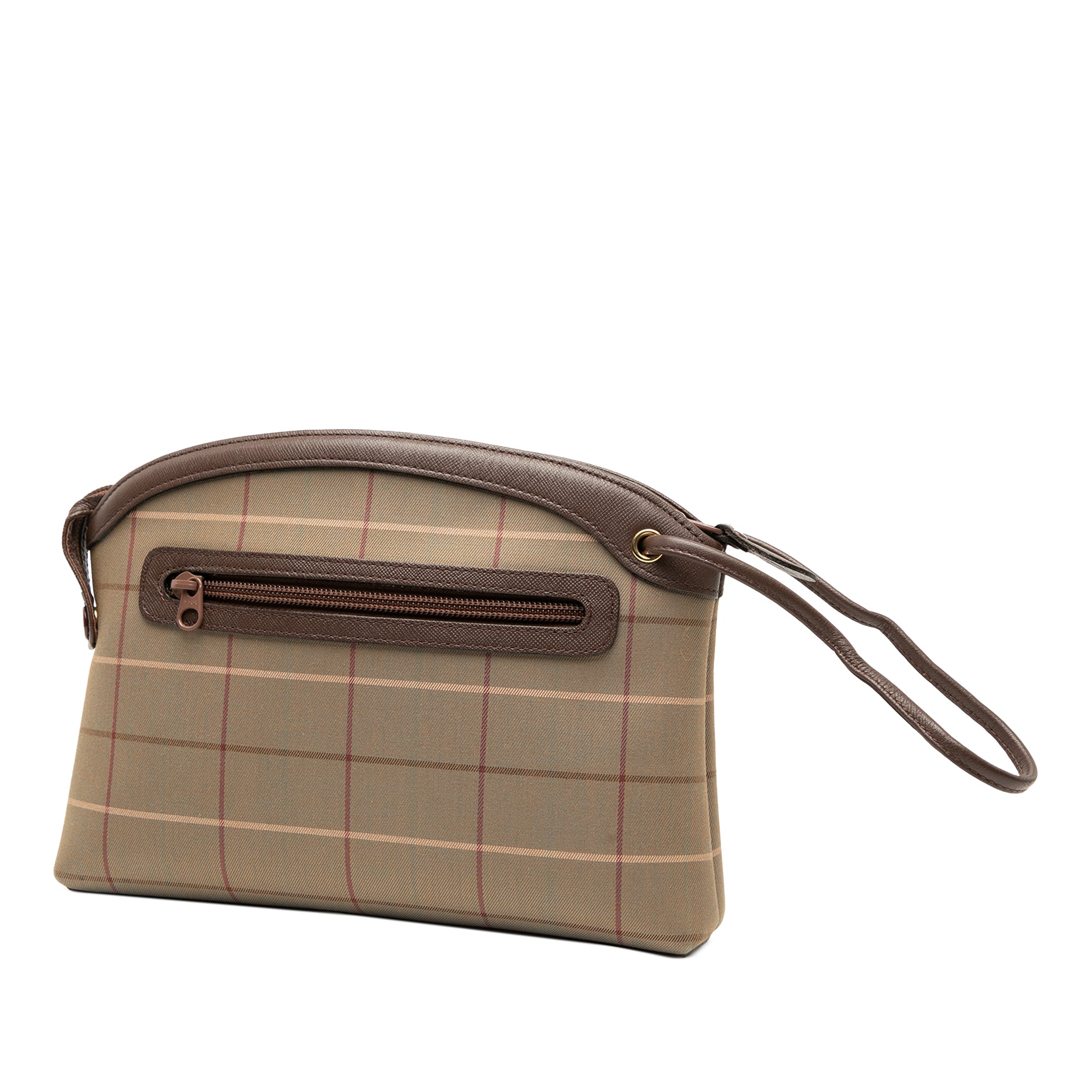 Vintage Check Canvas Wristlet Clutch