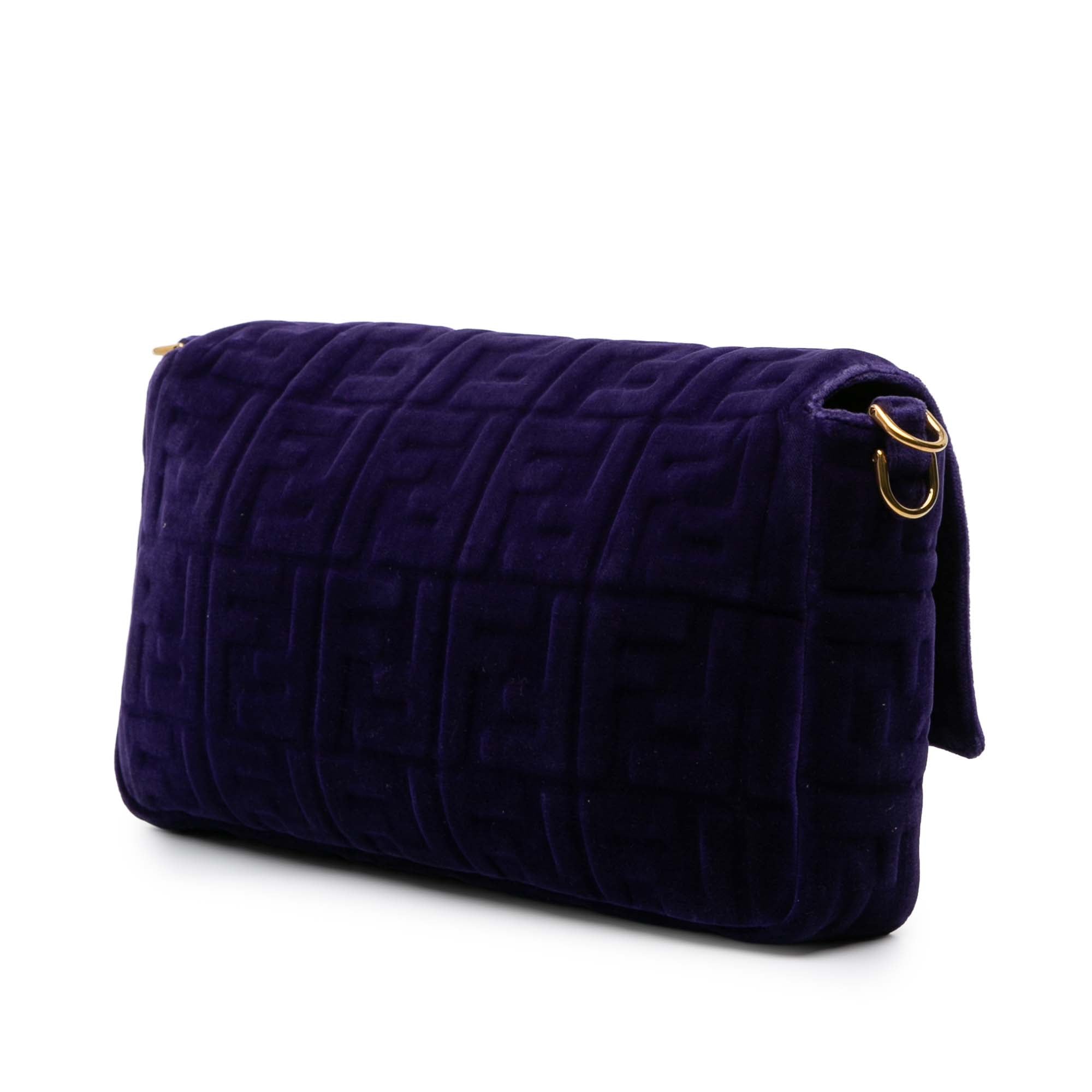 Large FF Embossed Velvet Baguette Satchel