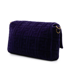 Large FF Embossed Velvet Baguette Satchel