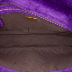 Large FF Embossed Velvet Baguette Satchel