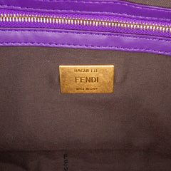 Large FF Embossed Velvet Baguette Satchel