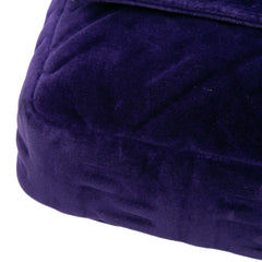 Large FF Embossed Velvet Baguette Satchel