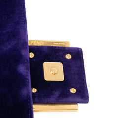 Large FF Embossed Velvet Baguette Satchel