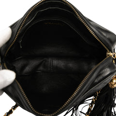 CC Chevron Quilted Lambskin Tassel Camera Case