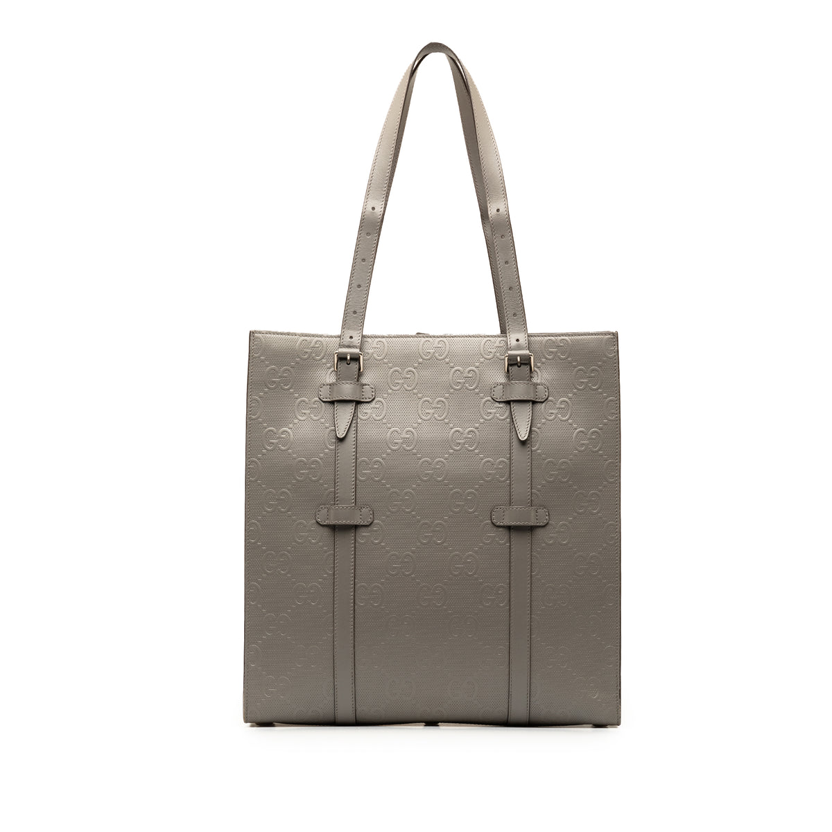 GG Embossed Leather Vertical Tote_0