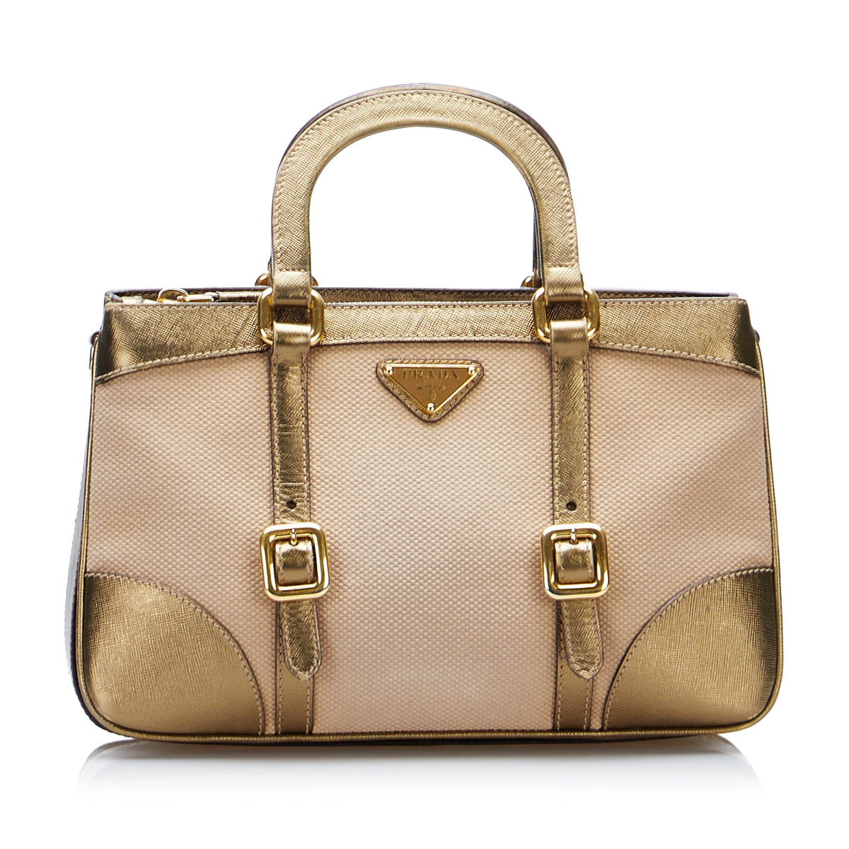 Saffiano-Trimmed Tessuto Satchel