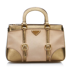 Saffiano-Trimmed Tessuto Satchel