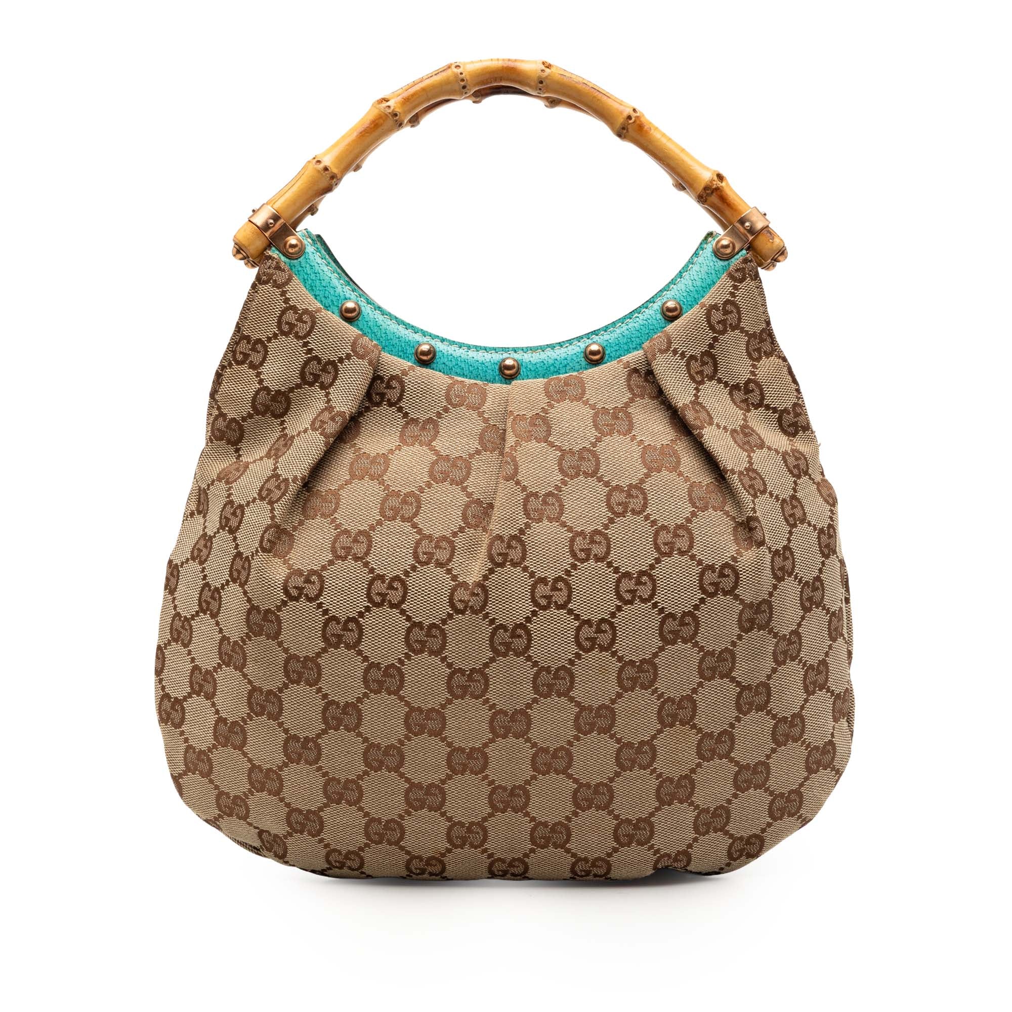 Studded GG Canvas Bamboo Hobo