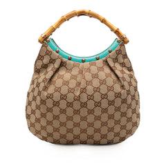 Studded GG Canvas Bamboo Hobo