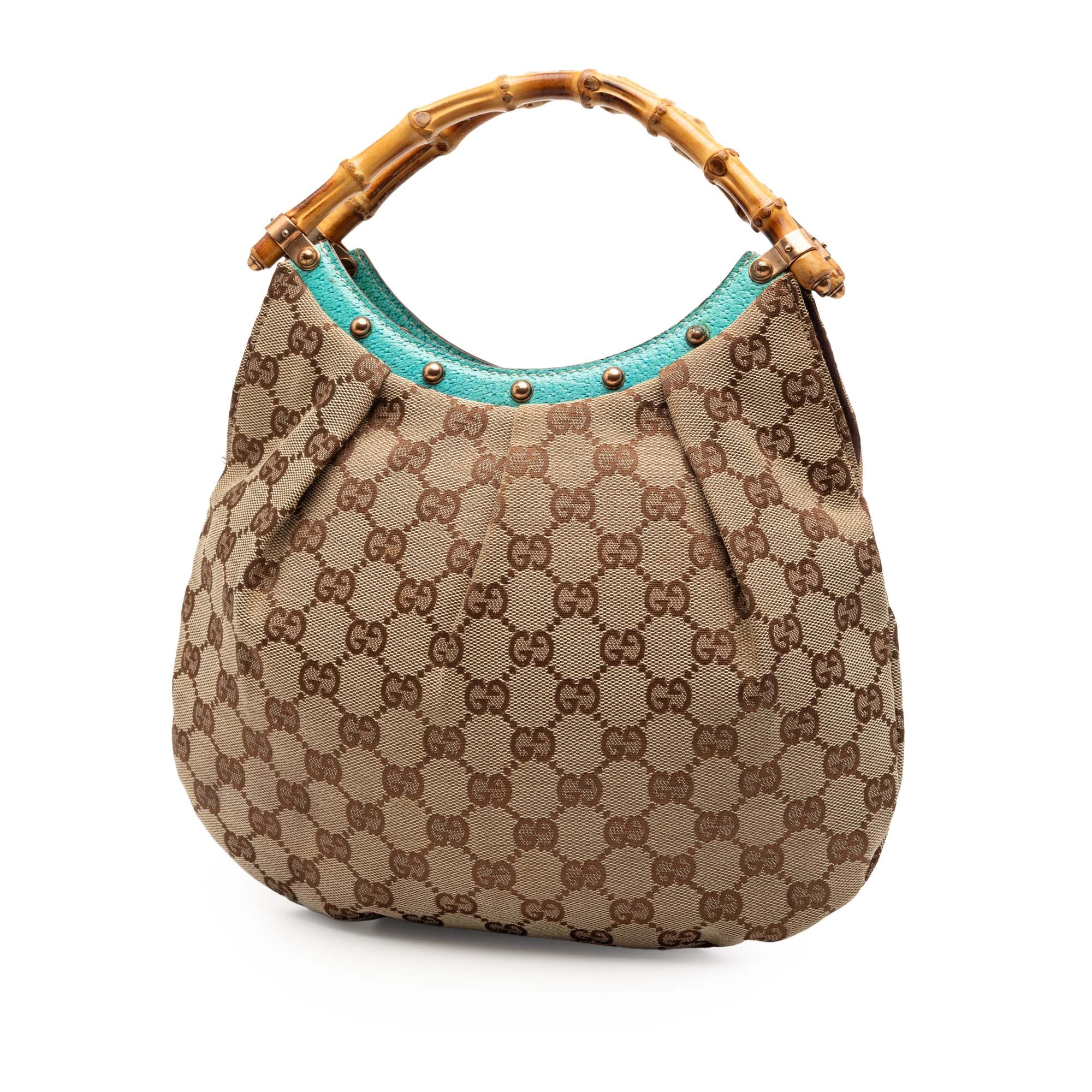 Studded GG Canvas Bamboo Hobo