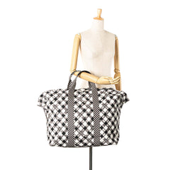 Printed Canvas Gingham Weekender Tote