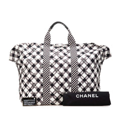 Printed Canvas Gingham Weekender Tote