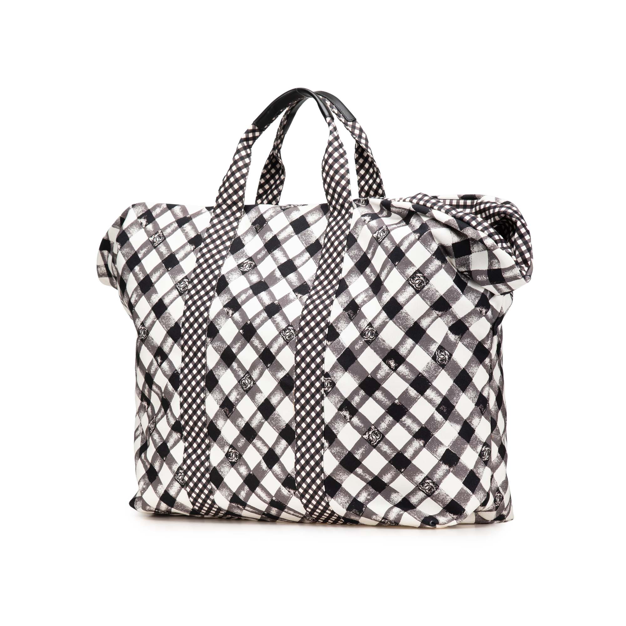 Printed Canvas Gingham Weekender Tote