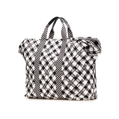 Printed Canvas Gingham Weekender Tote