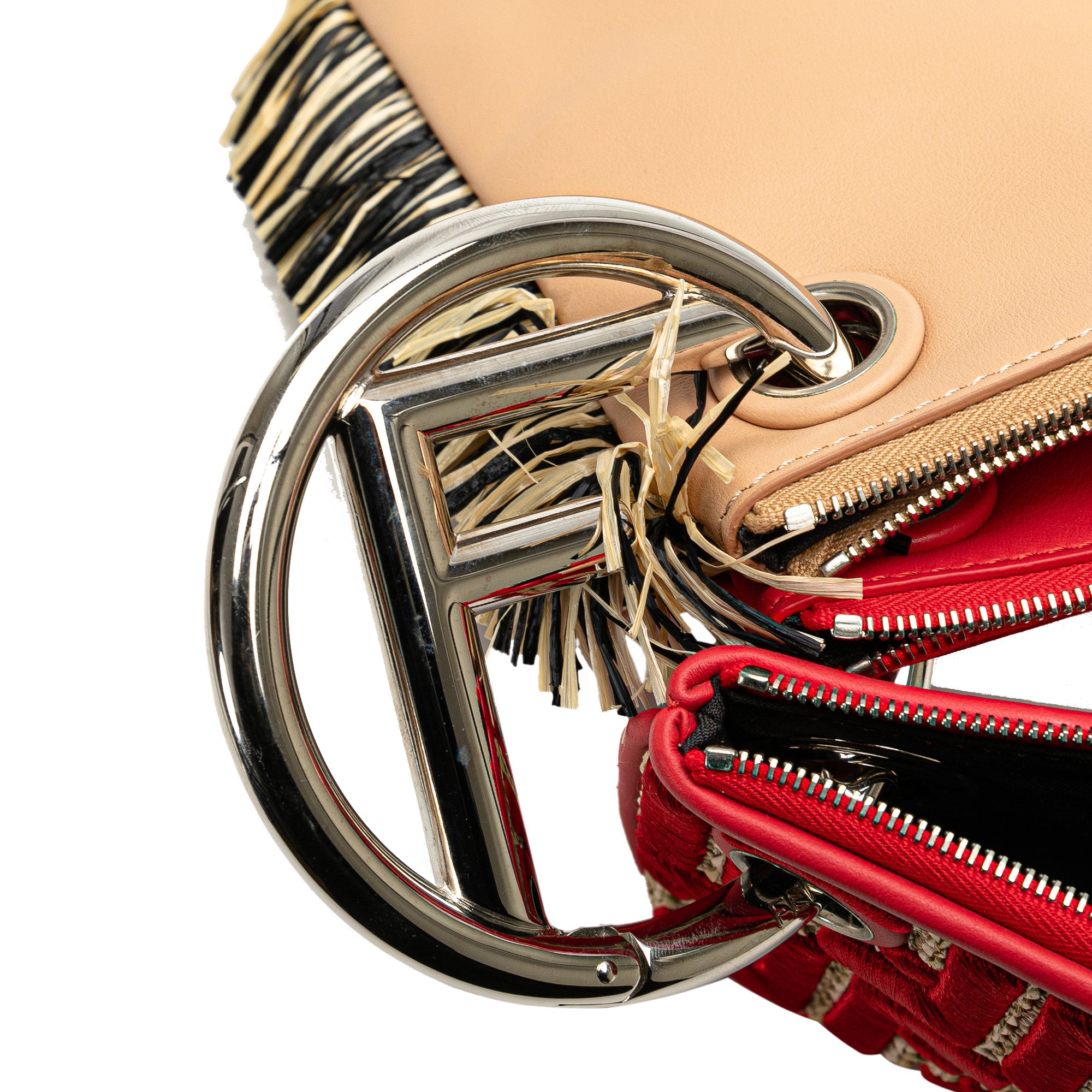 Zucca Leather and Raffia Triplette Clutch