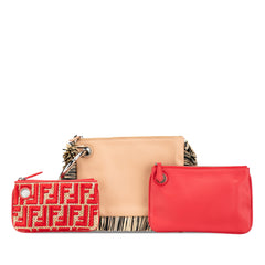 Zucca Leather and Raffia Triplette Clutch