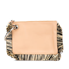 Zucca Leather and Raffia Triplette Clutch