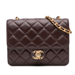 Mini Quilted Shiny Lambskin Single Flap