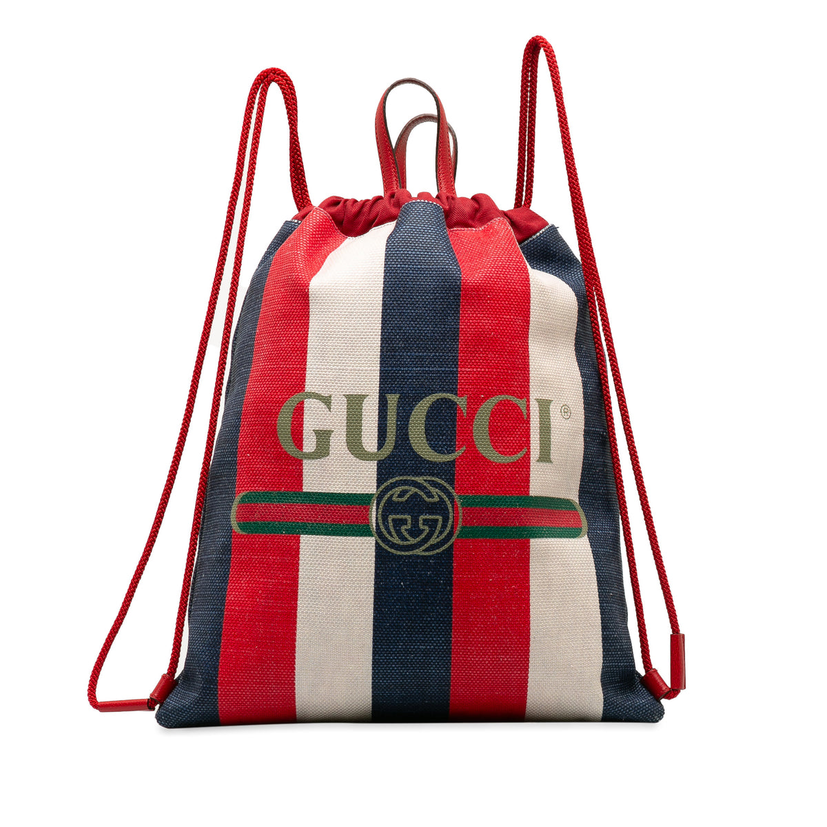 Canvas Sylvie Stripe Logo Drawstring Backpack