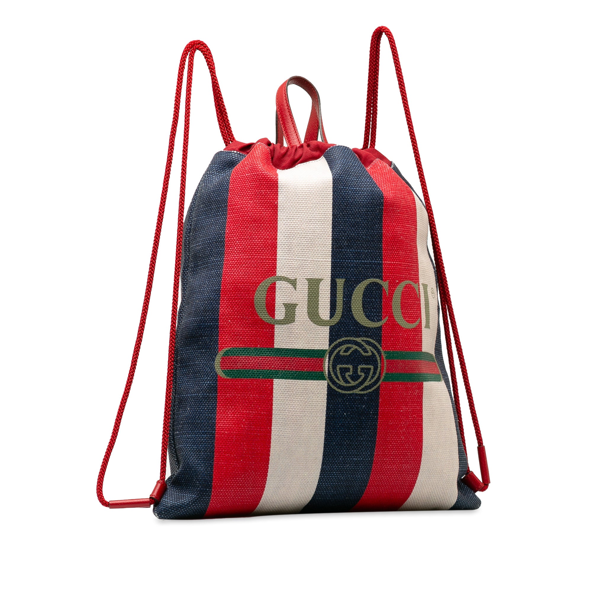 Canvas Sylvie Stripe Logo Drawstring Backpack