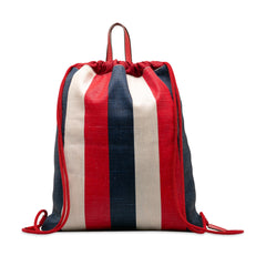 Canvas Sylvie Stripe Logo Drawstring Backpack