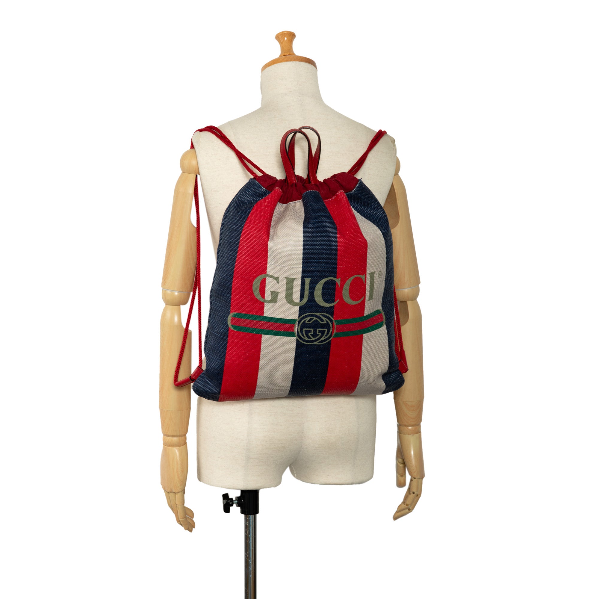 Canvas Sylvie Stripe Logo Drawstring Backpack