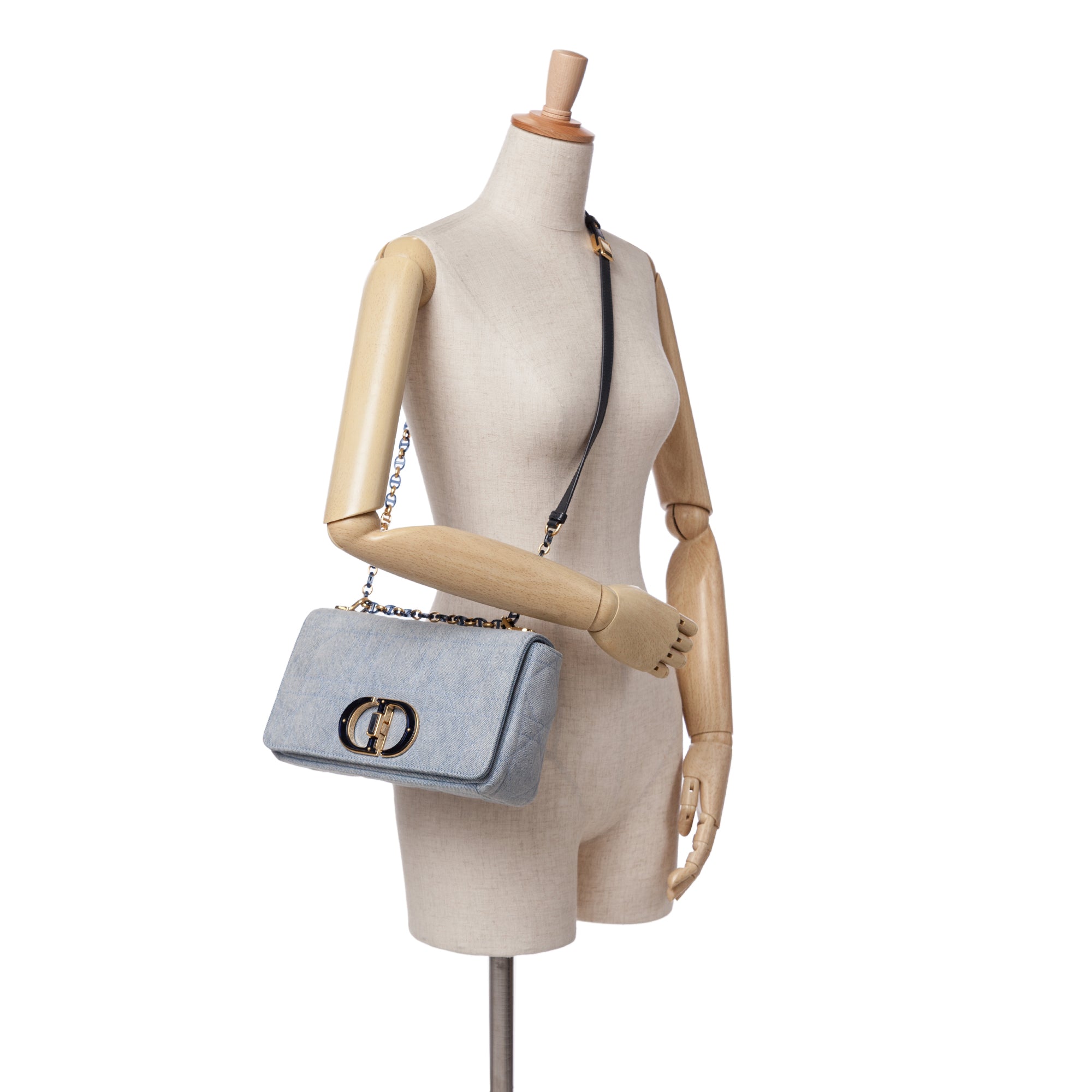 Medium Denim Macrocannage Caro Bag