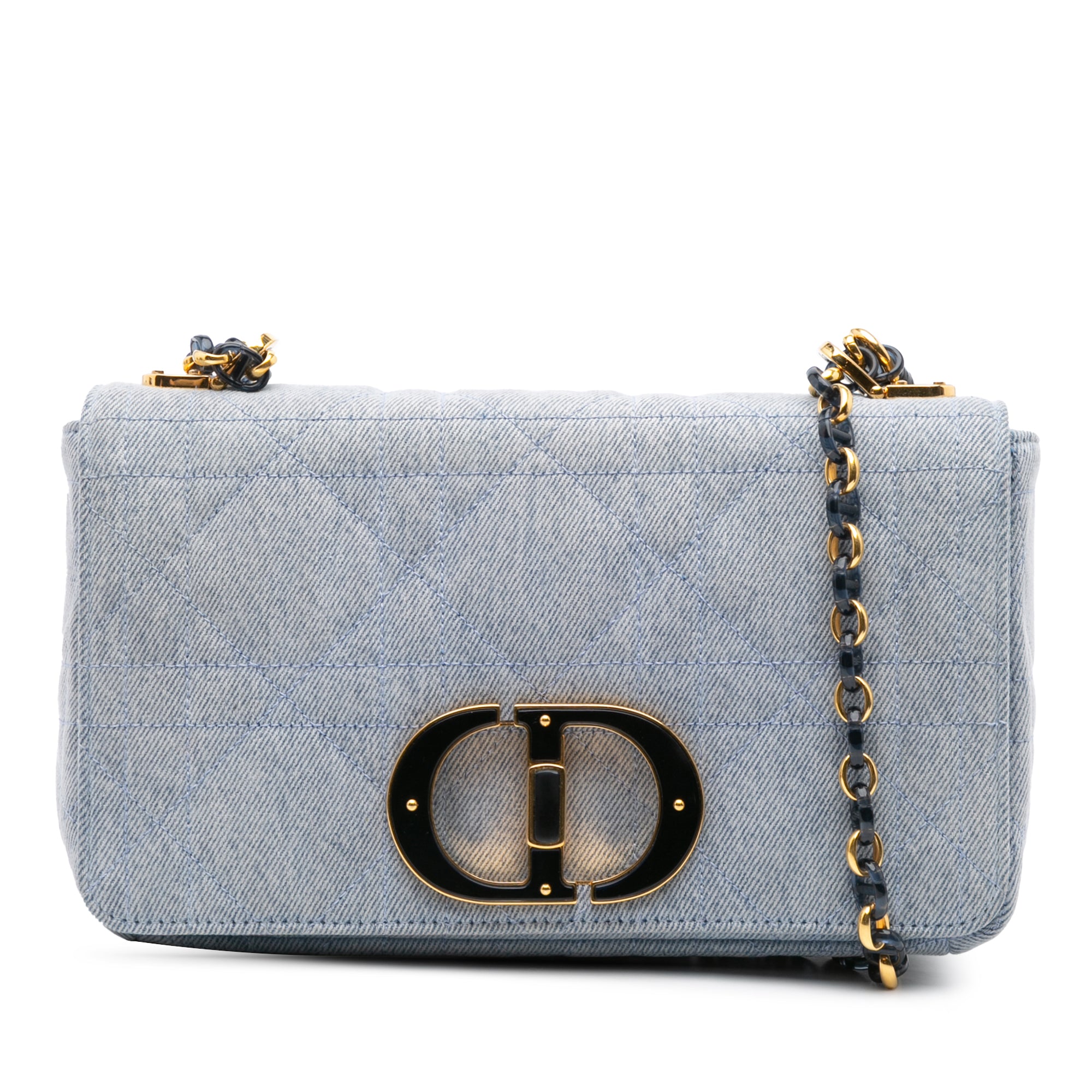 Medium Denim Macrocannage Caro Bag