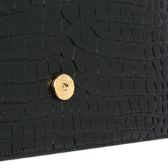 Small Croc Embossed Kate Tassel Wallet on Chain