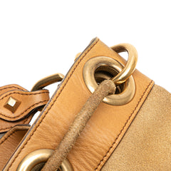 Suede and GG Canvas Nailhead Drawstring Hobo