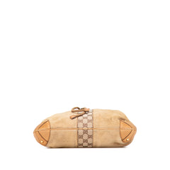 Suede and GG Canvas Nailhead Drawstring Hobo