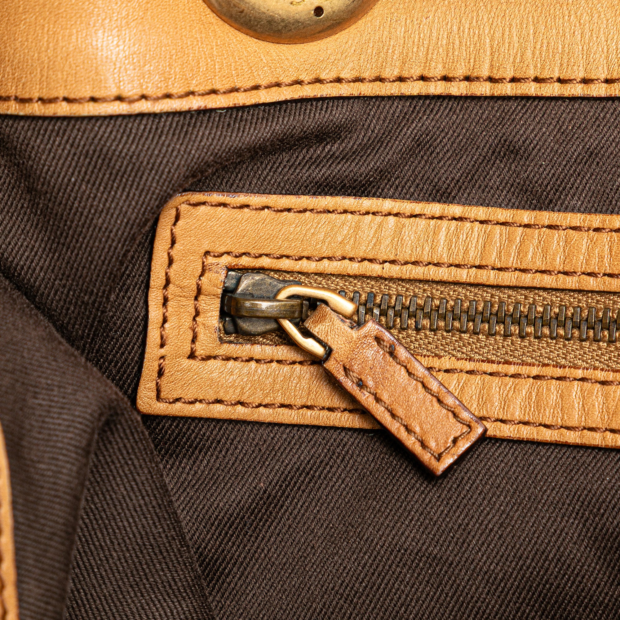 Suede and GG Canvas Nailhead Drawstring Hobo