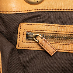 Suede and GG Canvas Nailhead Drawstring Hobo