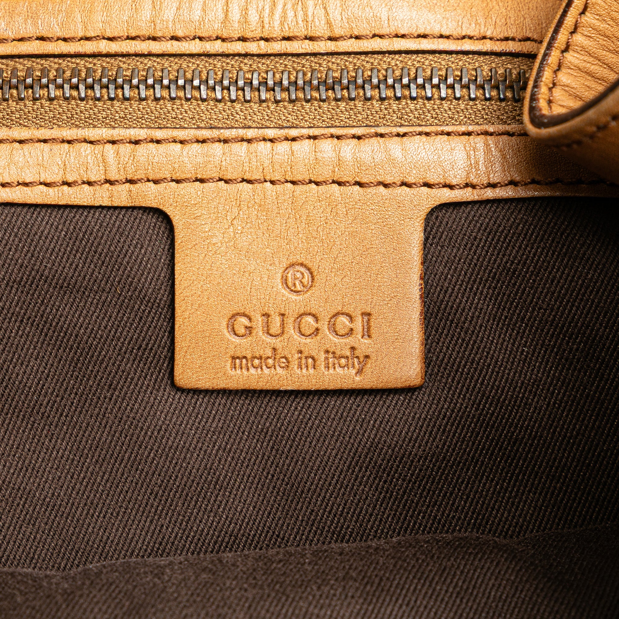 Suede and GG Canvas Nailhead Drawstring Hobo