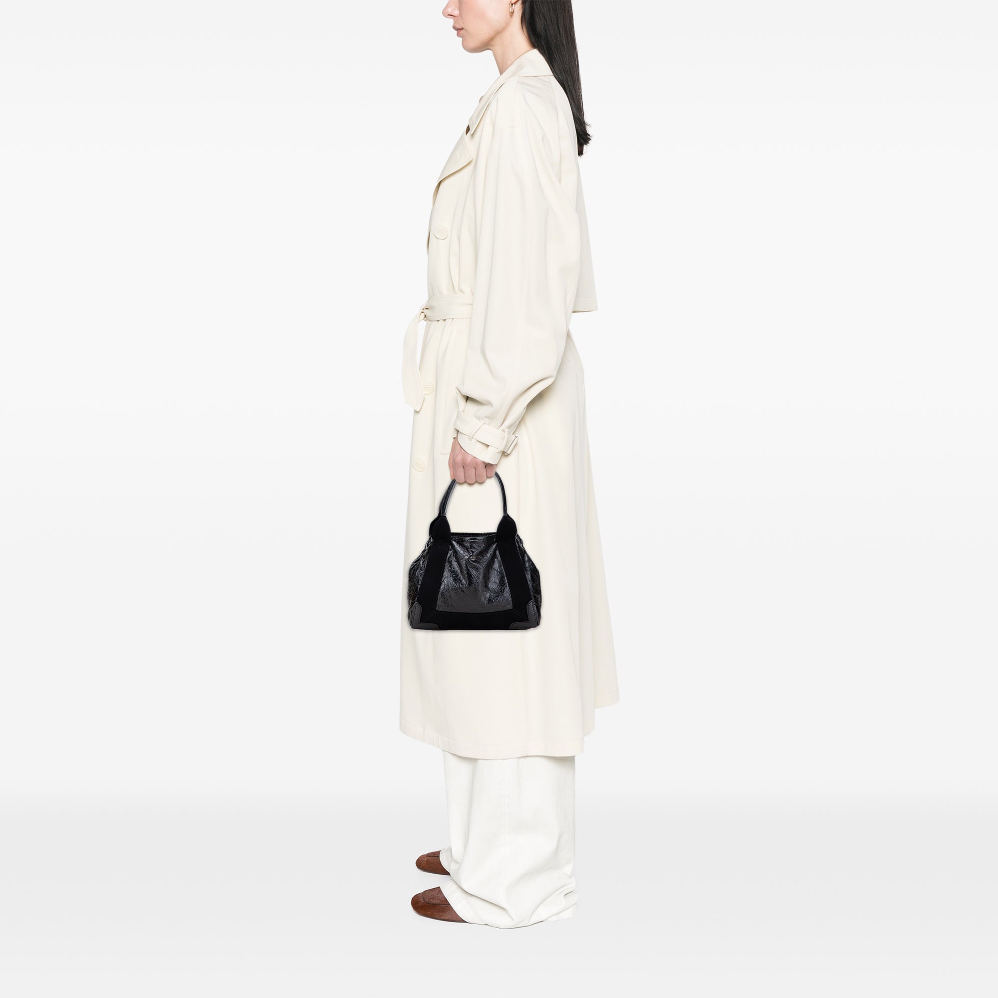 Leather Navy Cabas Tote XS